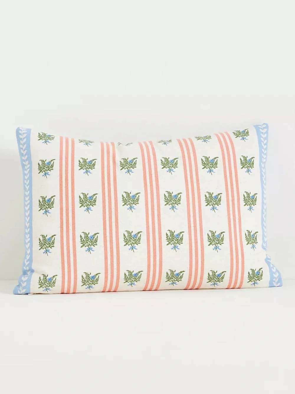 New Anthropologie Tess Cotton Screen Printed Floral Striped Pillow